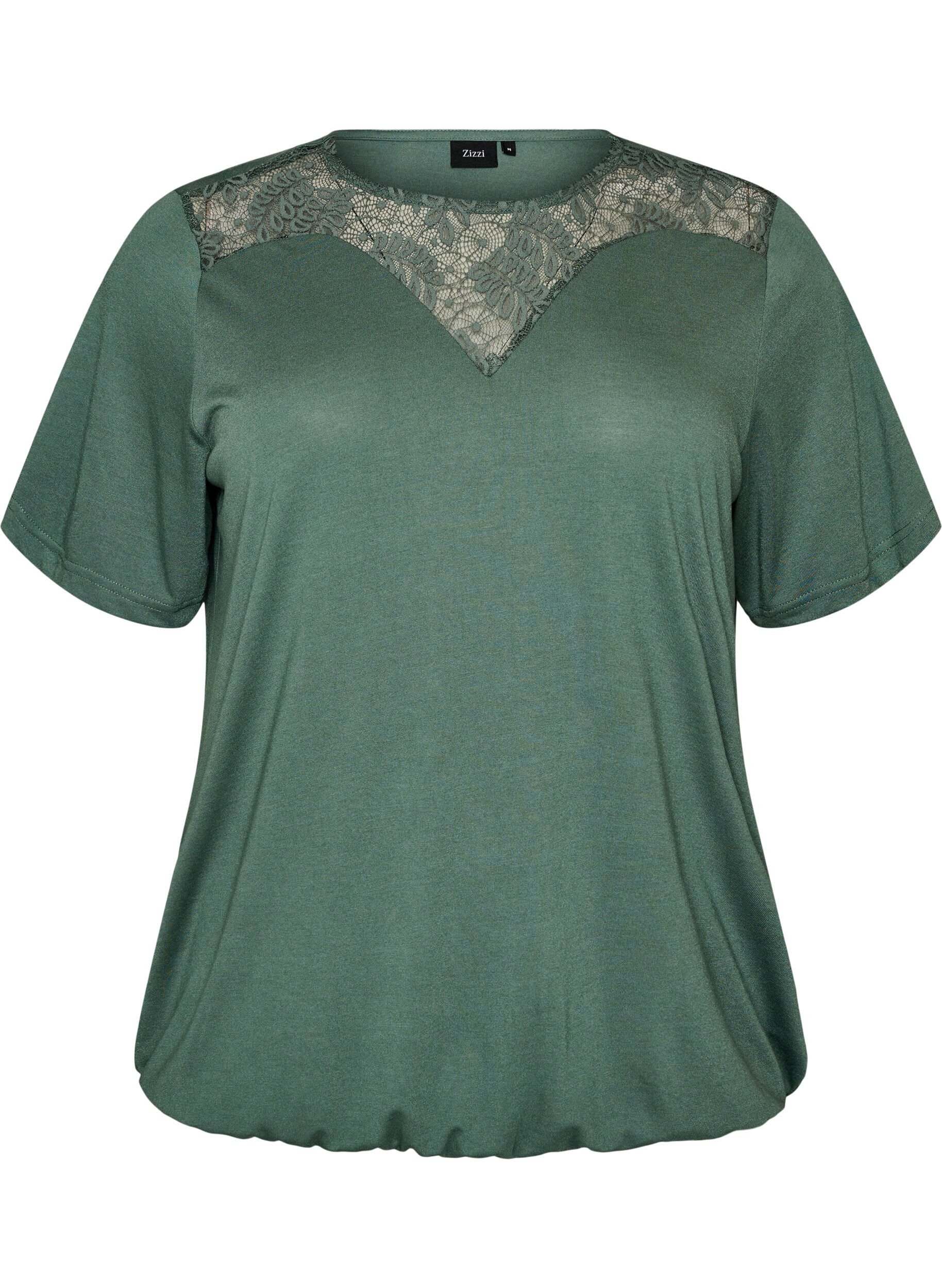 Blouse met kanten inzetstuk en ballonmouwen