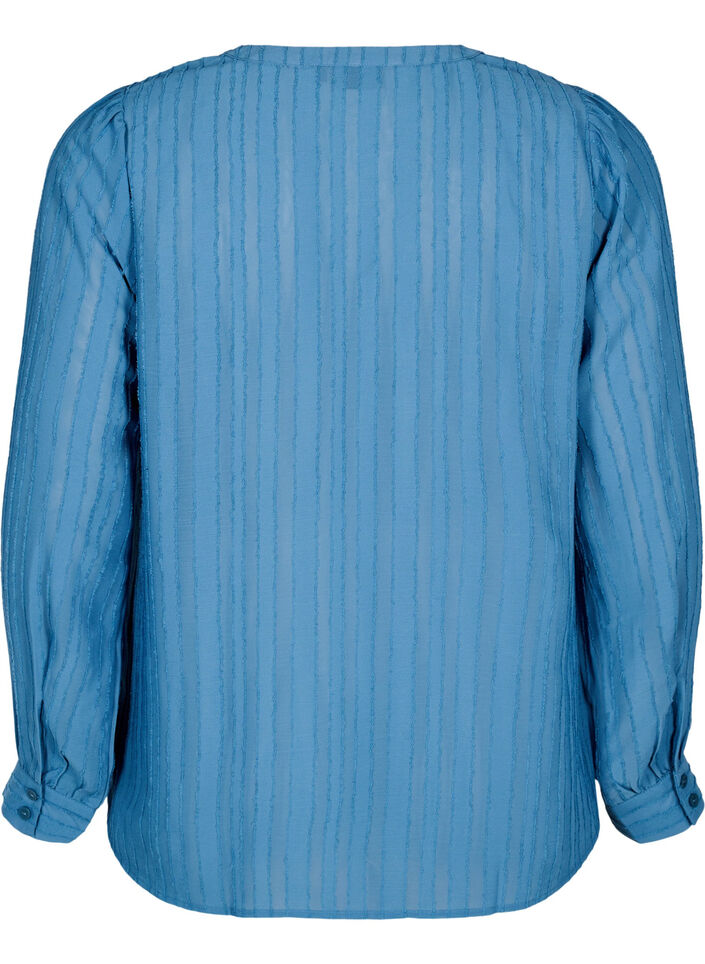 Gestreepte blouse met transparante strepen, Blauw, Packshot image number 1