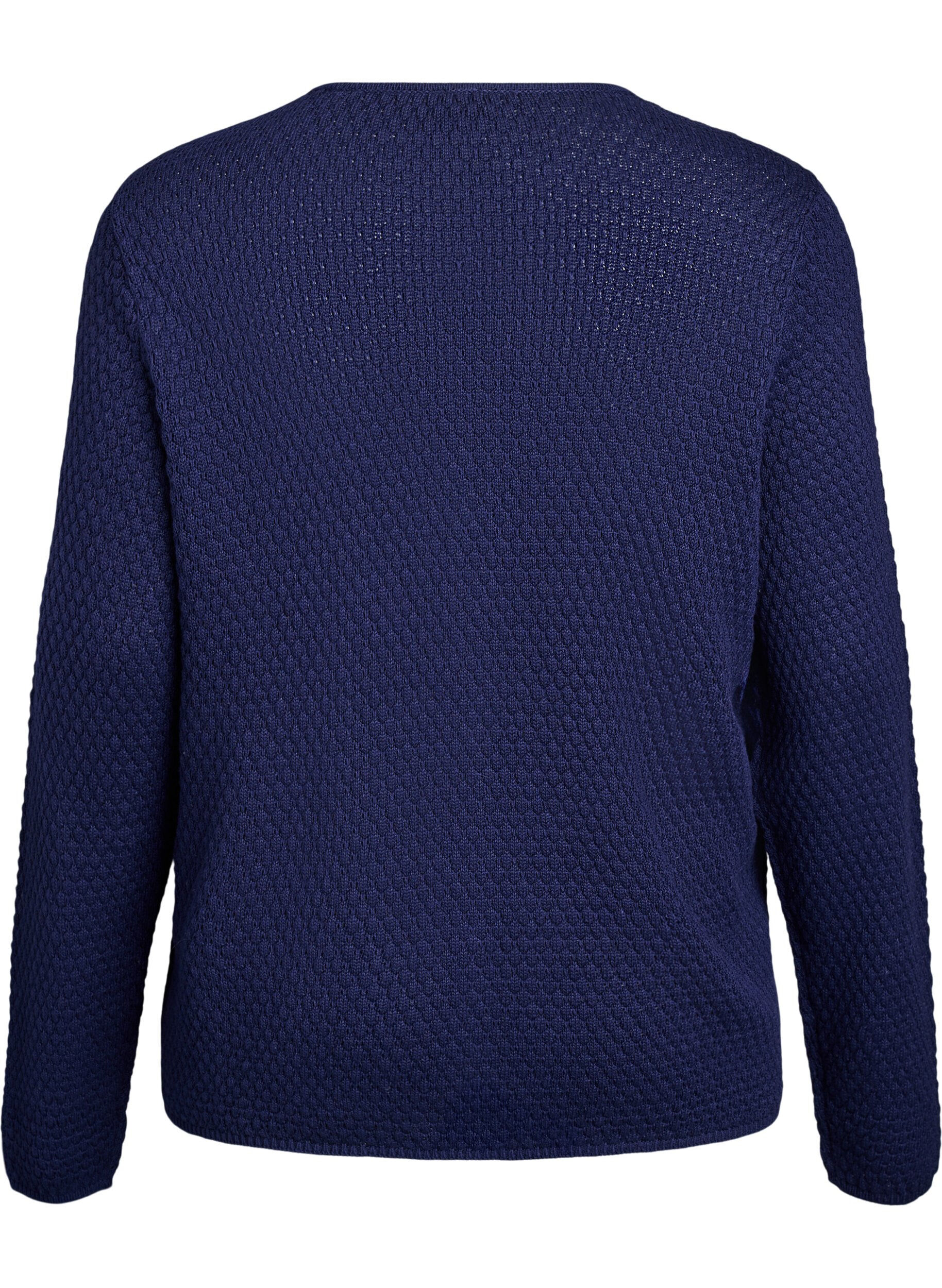 ZizziVest van gestructureerde knit met bolvormige knopen, Blauw, Packshot image number 1