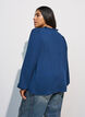 Blouse met V-hals en gehaakte sierband, Blauw, Model image number 2