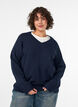 Jumper met V-hals, Blauw, Model image number 0