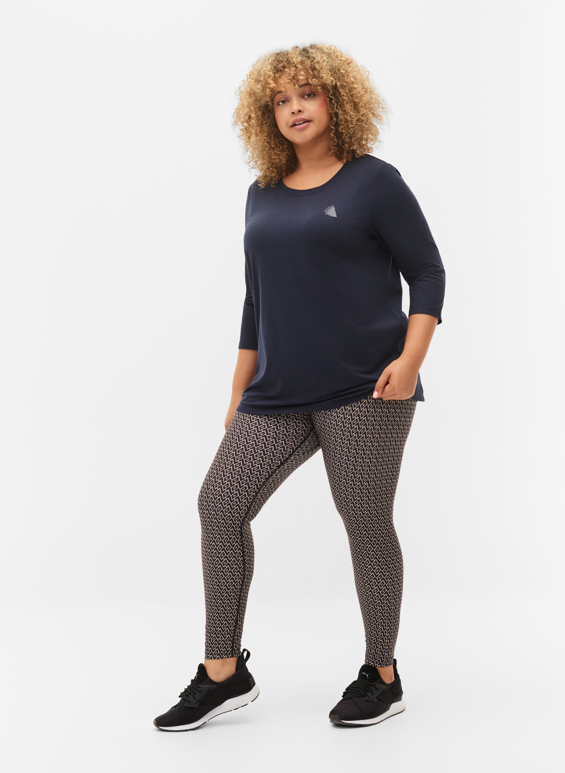 ZizziTrainingsblouse met 3/4-mouwen, Blauw, Model image number 1