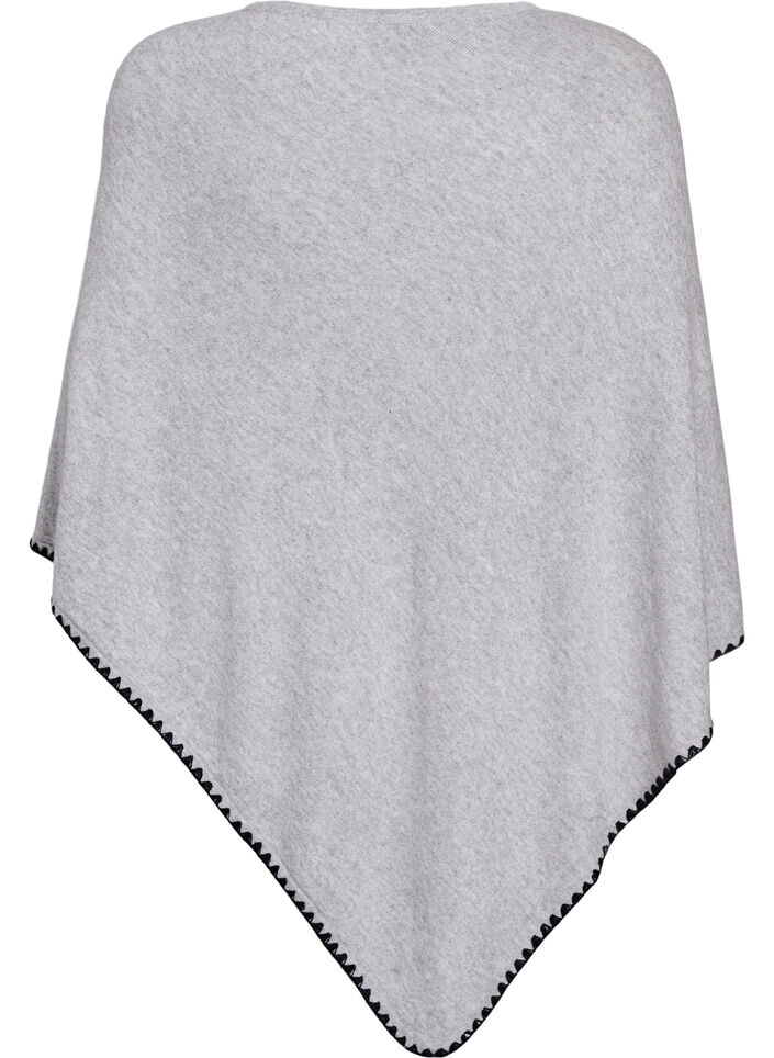 Fijngebreide poncho, Light Grey Melange, Packshot