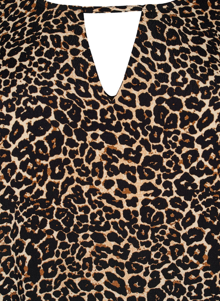 Korte mouw visrose Blouse met print, Bruin, Packshot image number 2