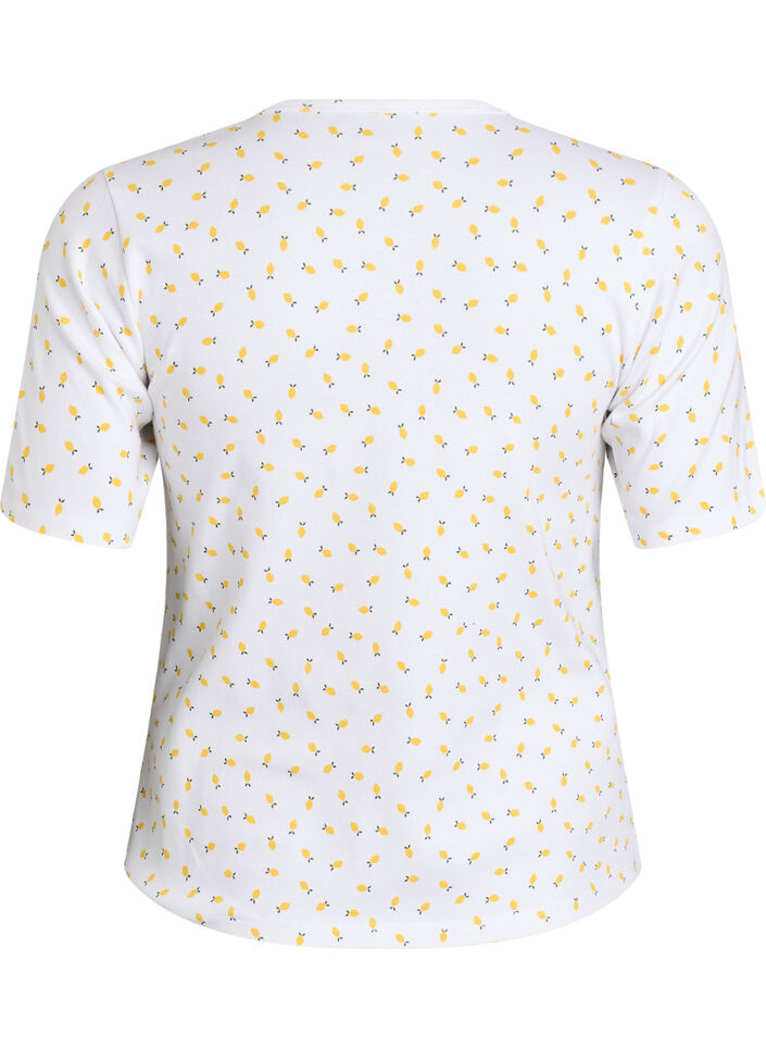Katoenen T-shirt met all-over print, Wit, Packshot image number 1