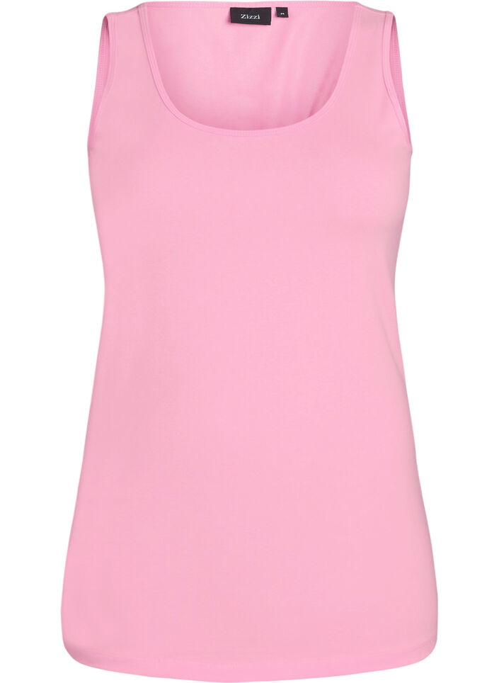 Effen basic top in katoen, Roze, Packshot image number 0