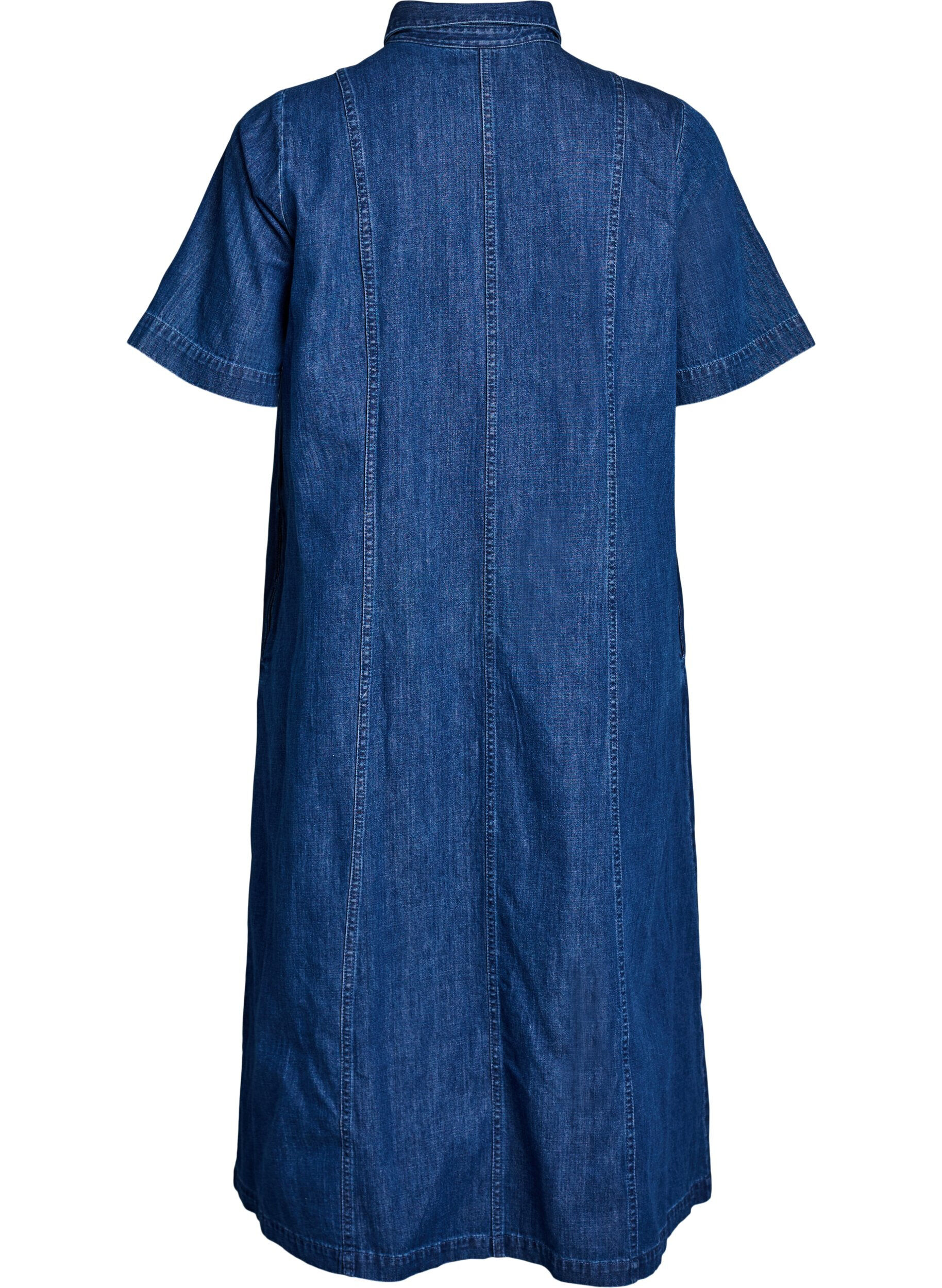 ZizziHalflange denim overhemdjurk, Blauw, Packshot image number 1