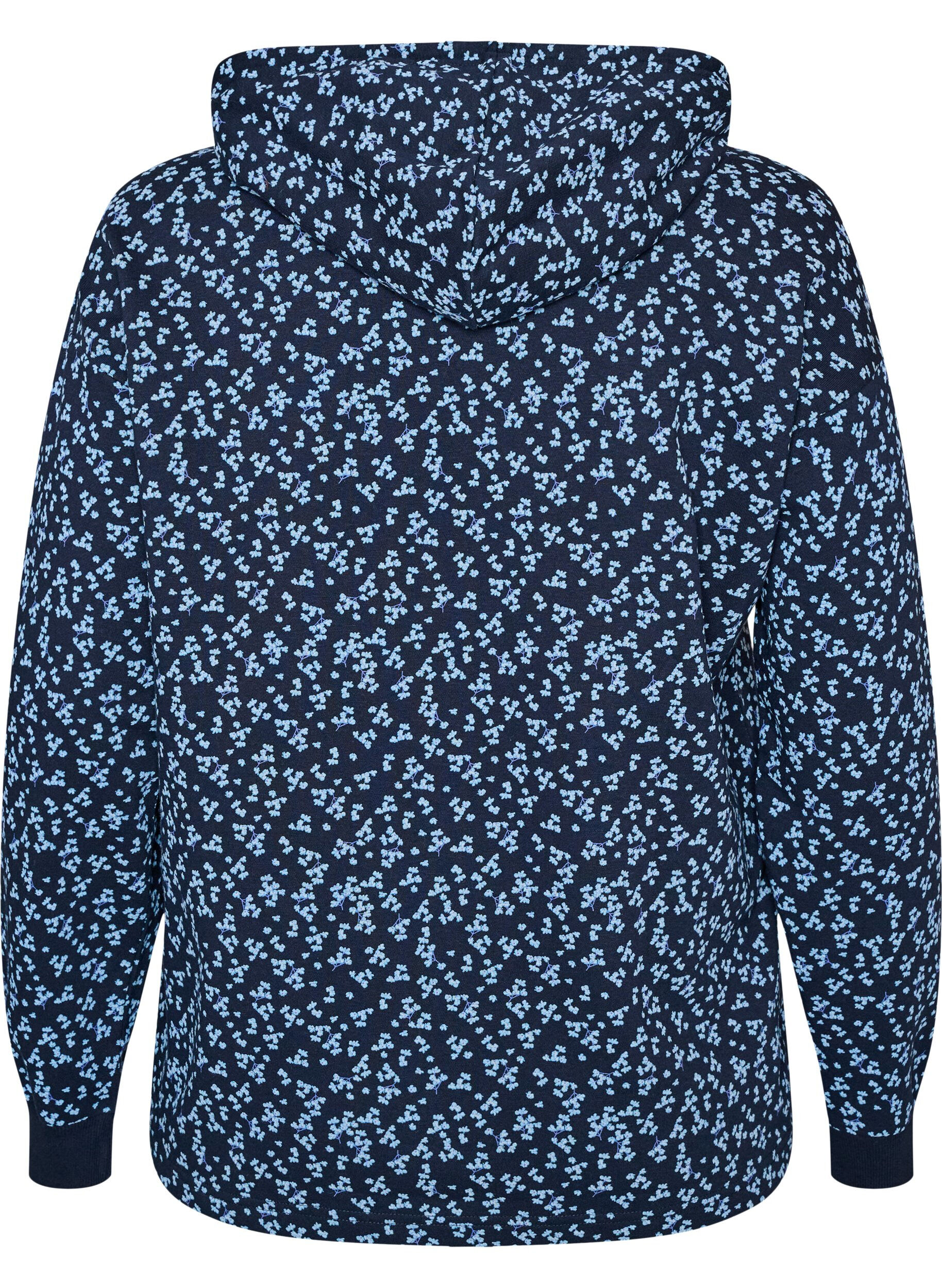 ZizziHoodie met all-overprint, Blauw, Packshot image number 1