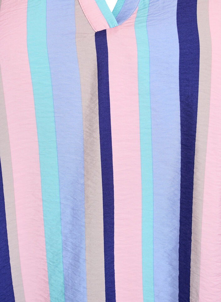 Blouse van viscose met strepen en korte mouwen, Pastel Stripe, Packshot
