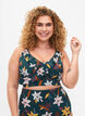 Gebloemde bikinibeha met ruches, Groen, Model image number 0