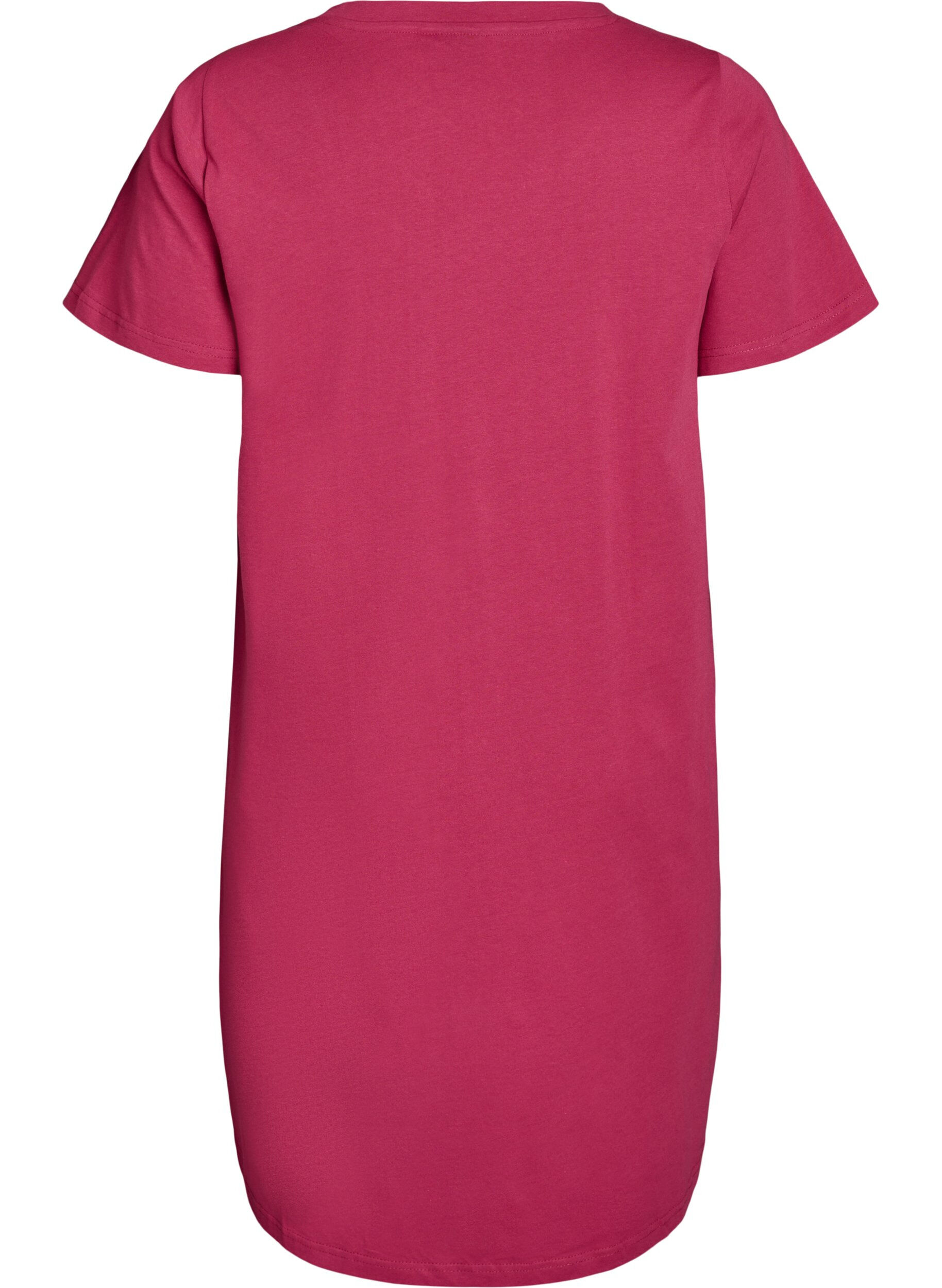 ZizziOrganische katoenen nachtjapon met V-hals, Rood, Packshot image number 1