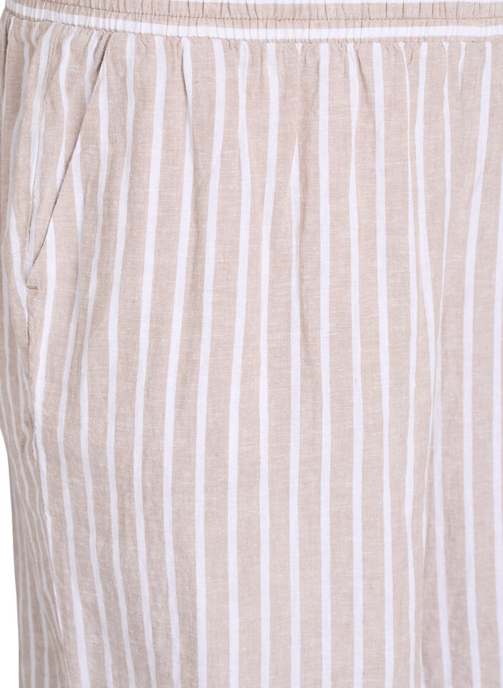 Gestreepte korte broek van linnen en viscose, S.Taupe White Stripe, Packshot