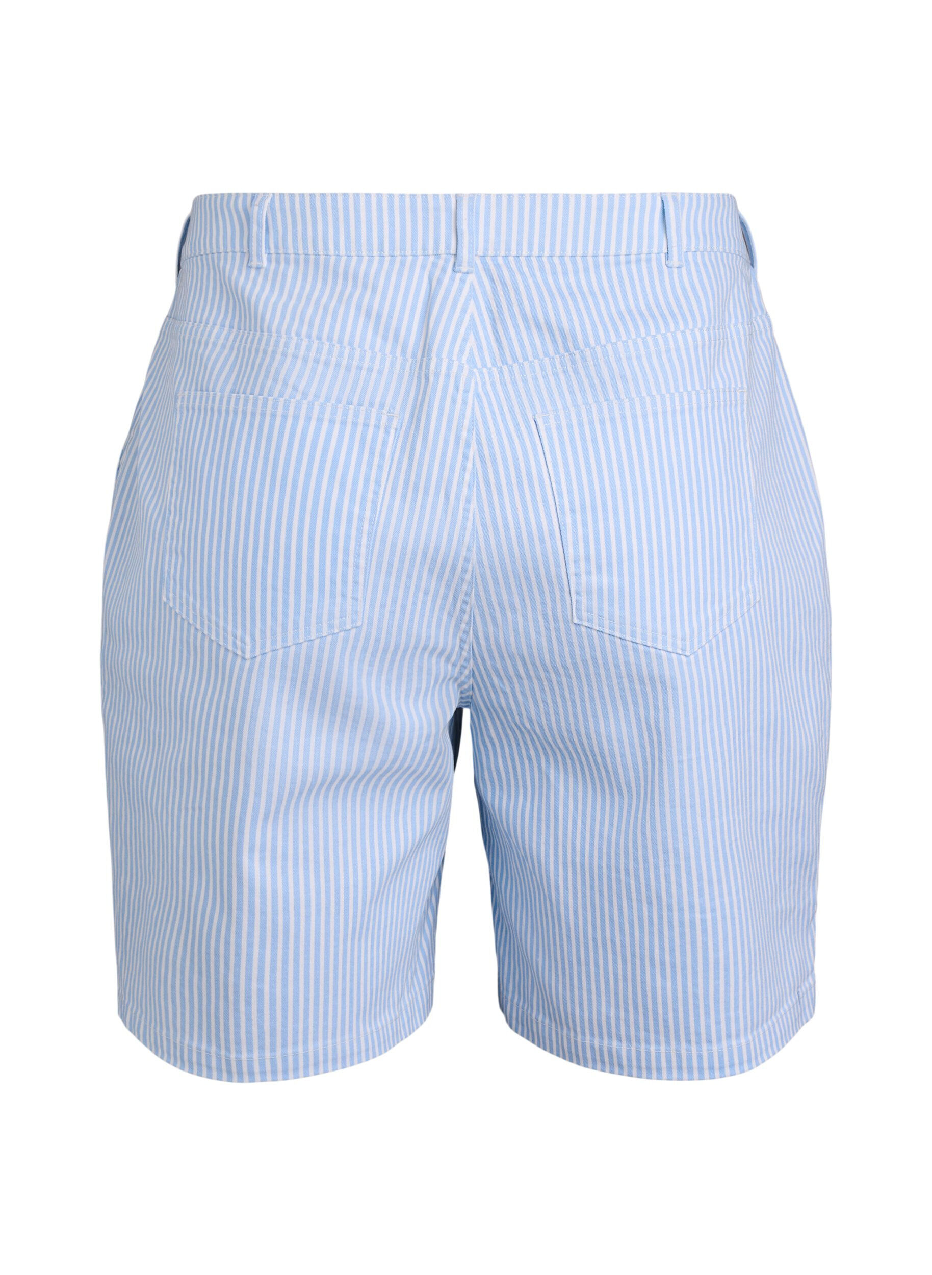 ZizziGestreepte bermudashorts met hoge taille, Blauw, Packshot image number 1