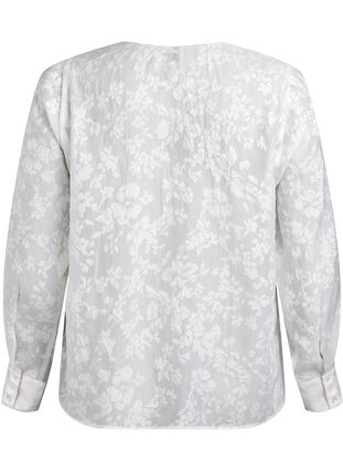 ZizziShirt met ton sur ton patroon, Off White, Packshot image number 1