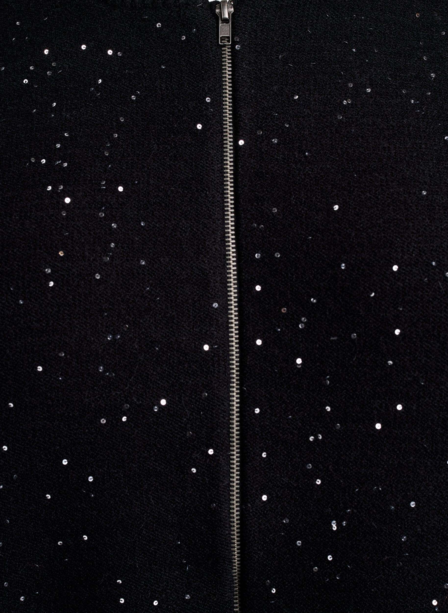 ZizziVest met rits en pailletten, Zwart, Packshot image number 2