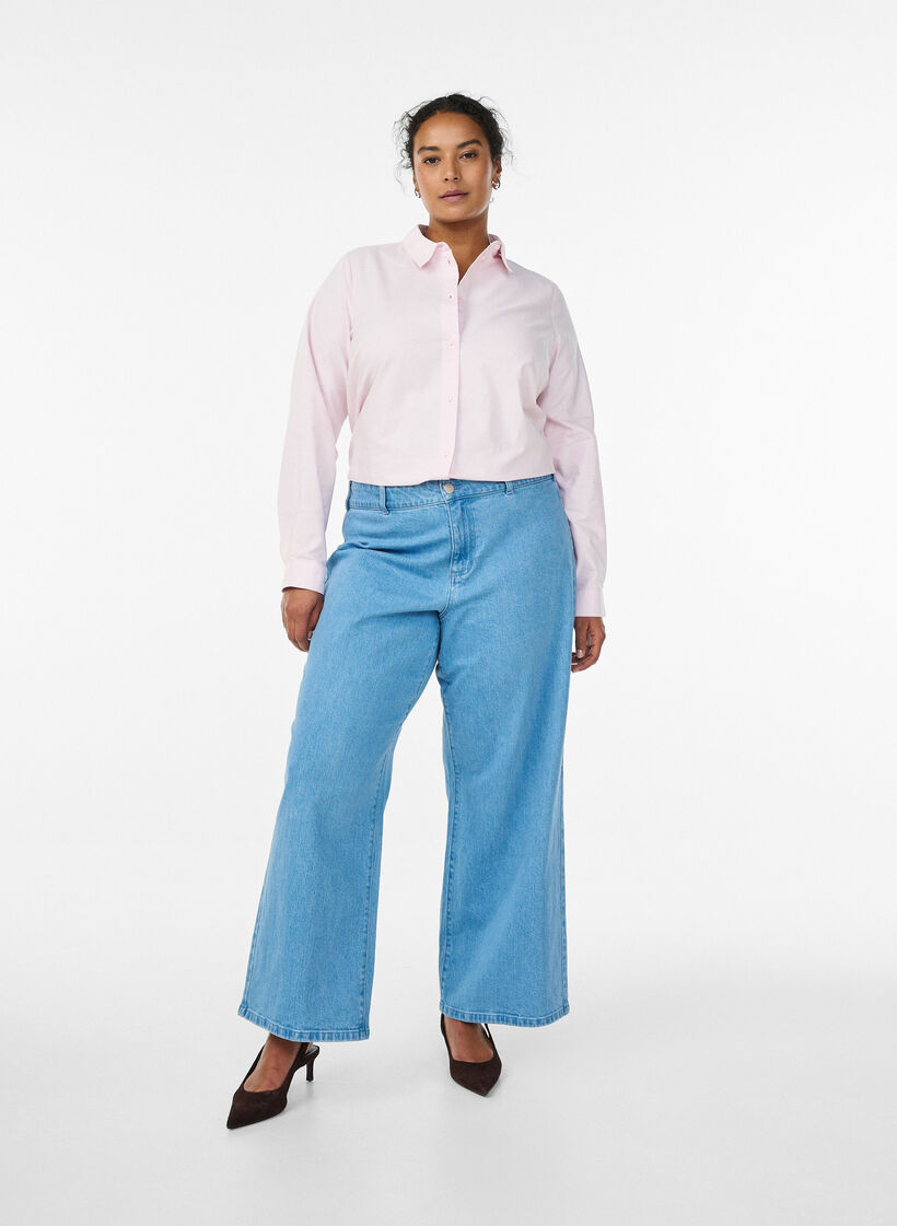 Katoenen overhemd met lange mouwen, Roze, Model image number 1