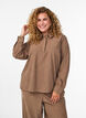 Overhemdblouse met lange mouwen in corduroy, Bruin, Model image number 0