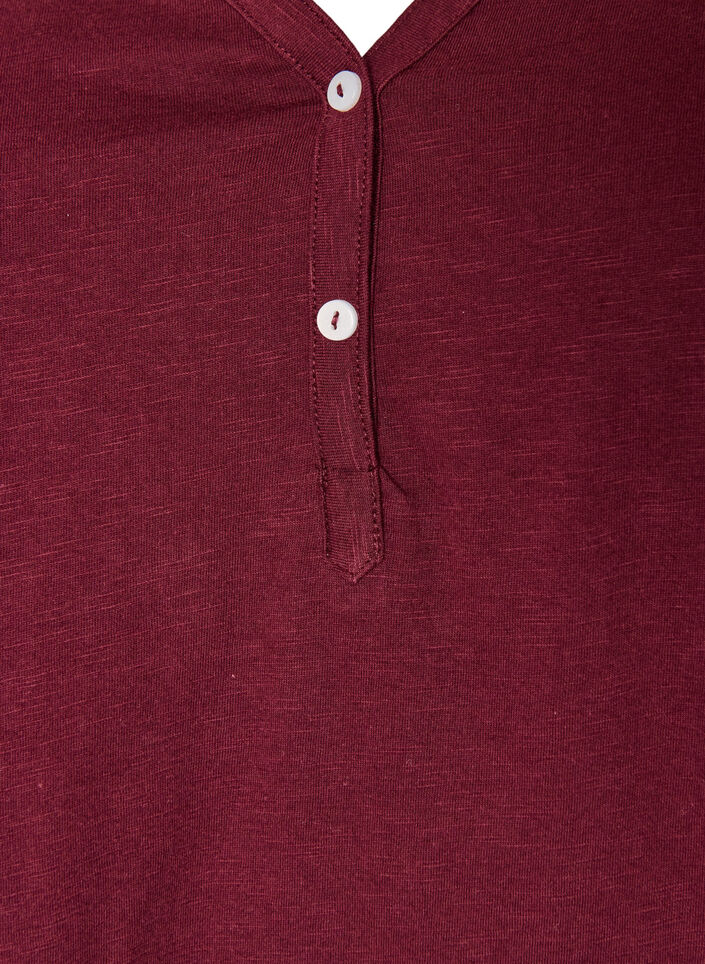 T-shirt met lange mouwen, V-hals en knopen, Rood, Packshot image number 2