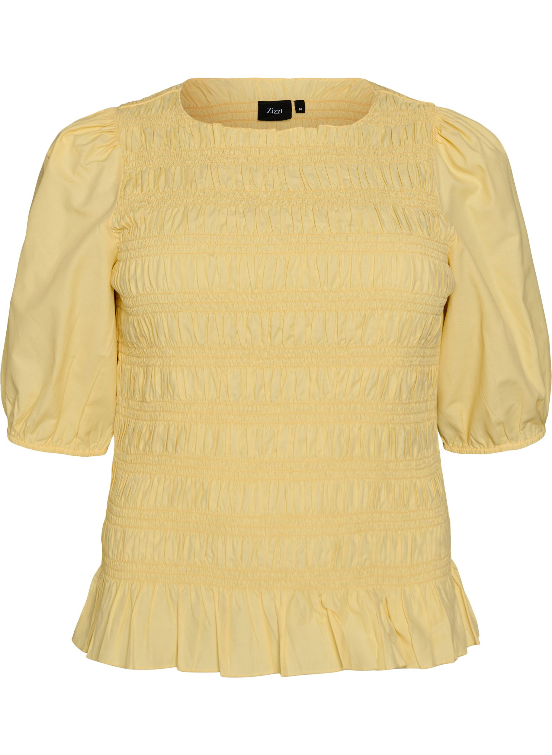 Smock blouse met volantzoom en boothals