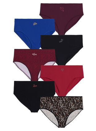 Zizzi7-pack panties met normale taille, Rood, Packshot image number 0