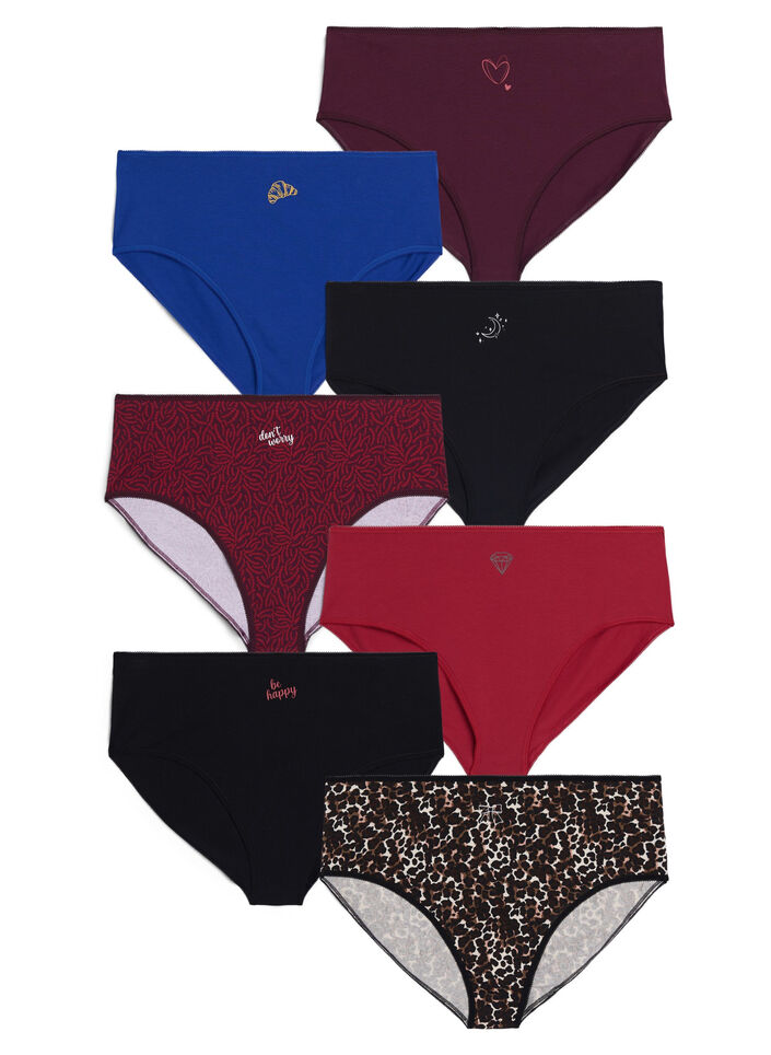 7-pack panties met normale taille, Rood, Packshot image number 0