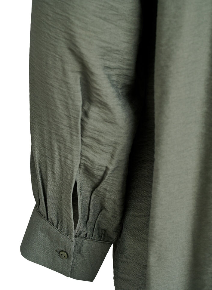 Viscose shirt met A-lijn vorm, Groen, Packshot image number 3