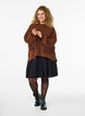 Gebreide blouse met franjes aan de achterkant, Bruin, Model image number 1