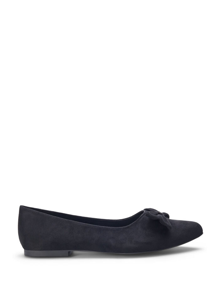 Ballerina met brede pasvorm en strik, Black, Packshot