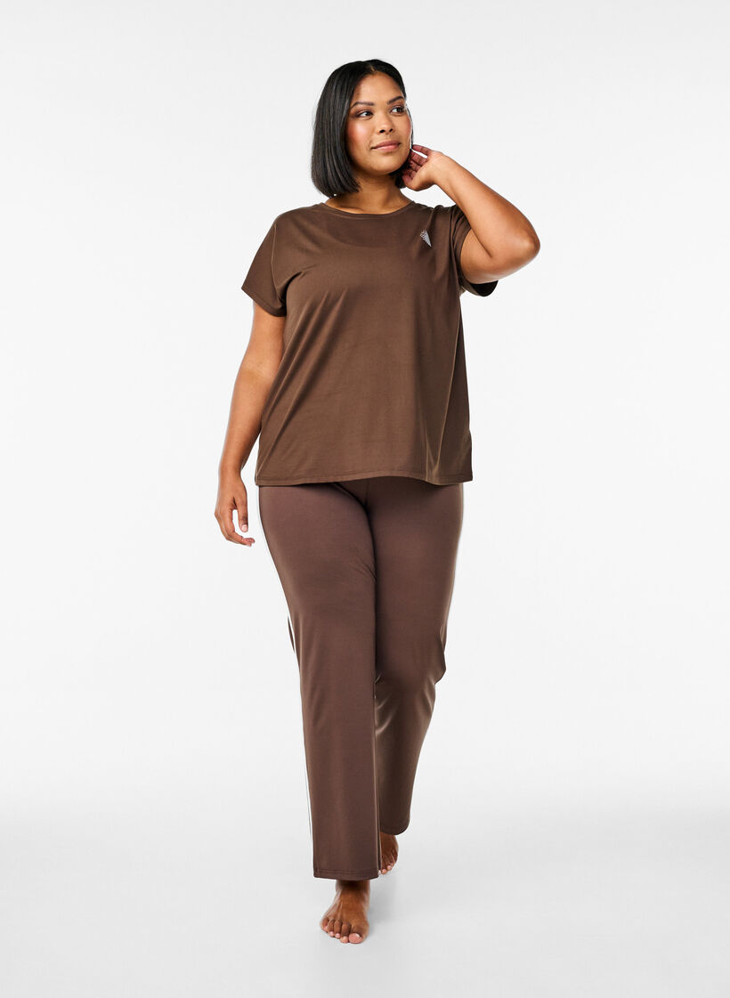 Effen gekleurd T-shirt voor sporten, Bruin, Model image number 1