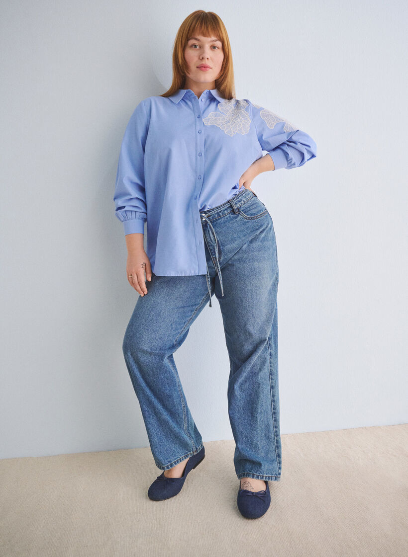 Shirt met kanten details, Della Robbia Blue, Image