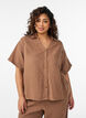 Katoenen mousseline blouse met korte mouwen, Bruin, Model image number 0