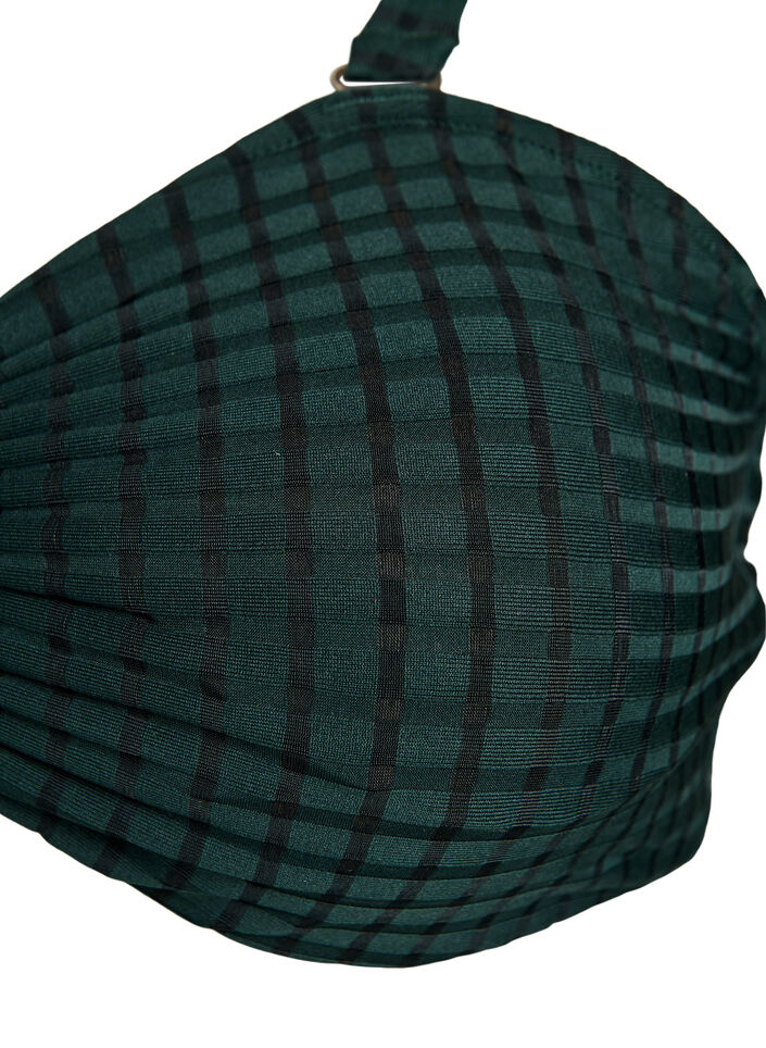 Geruite bikinibovenstuk met afneembare bandjes, Groen, Packshot image number 2