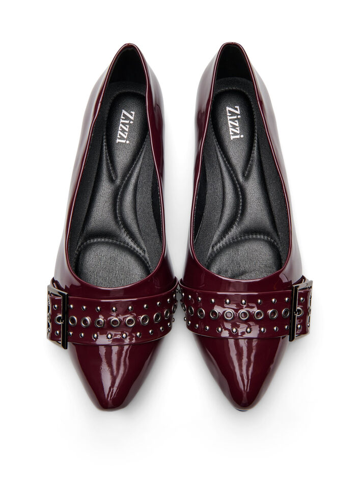 Wide fit - Ballerina met bandje en studs, Decadent Chocolate, Packshot