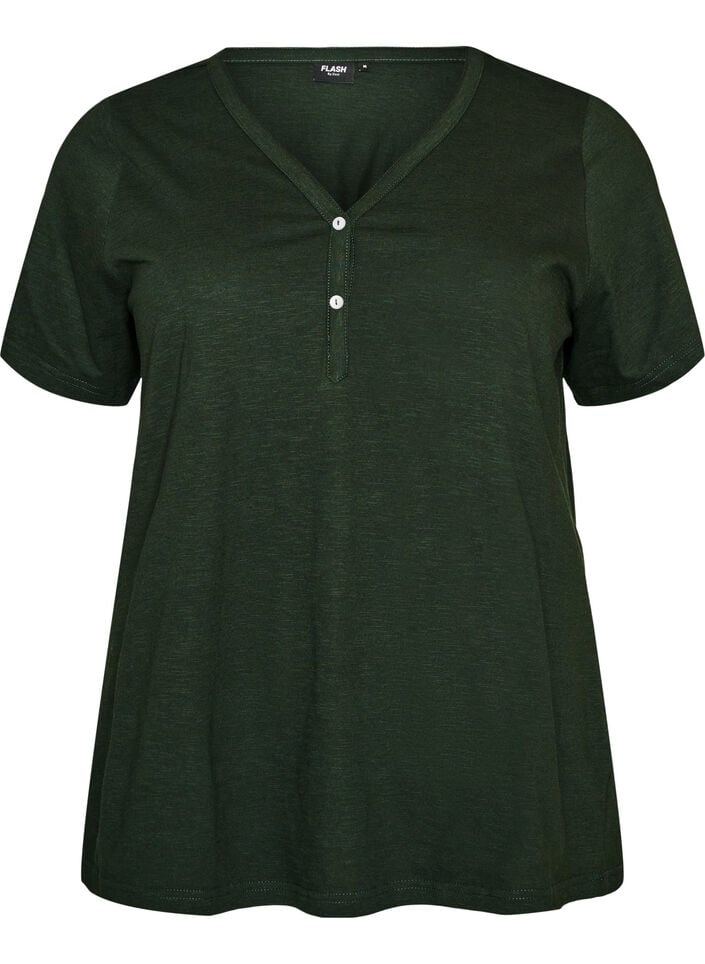 T-shirt met knoopdetail, Groen, Packshot image number 0