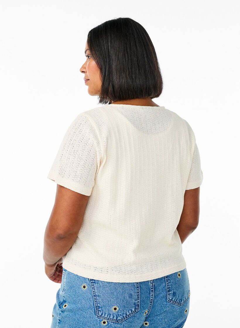Cardigan met korte mouwen, Buttercream, Model