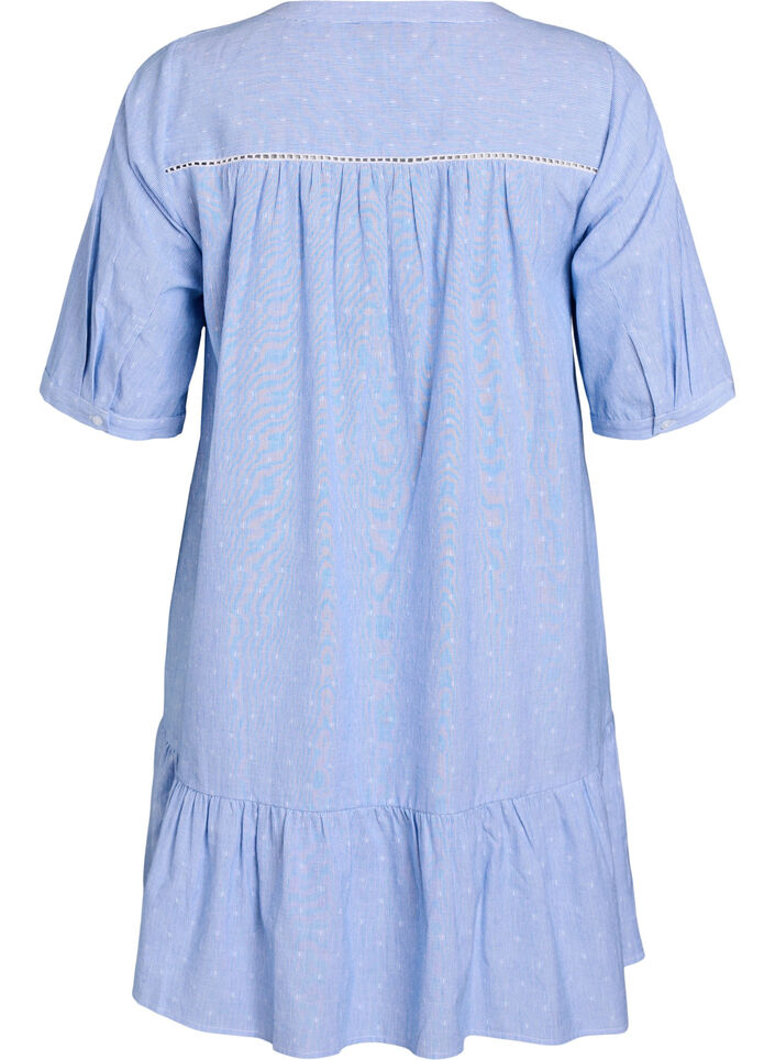 Korte jurk met kanten linten en A-lijn vorm, Blue Stripe, Packshot