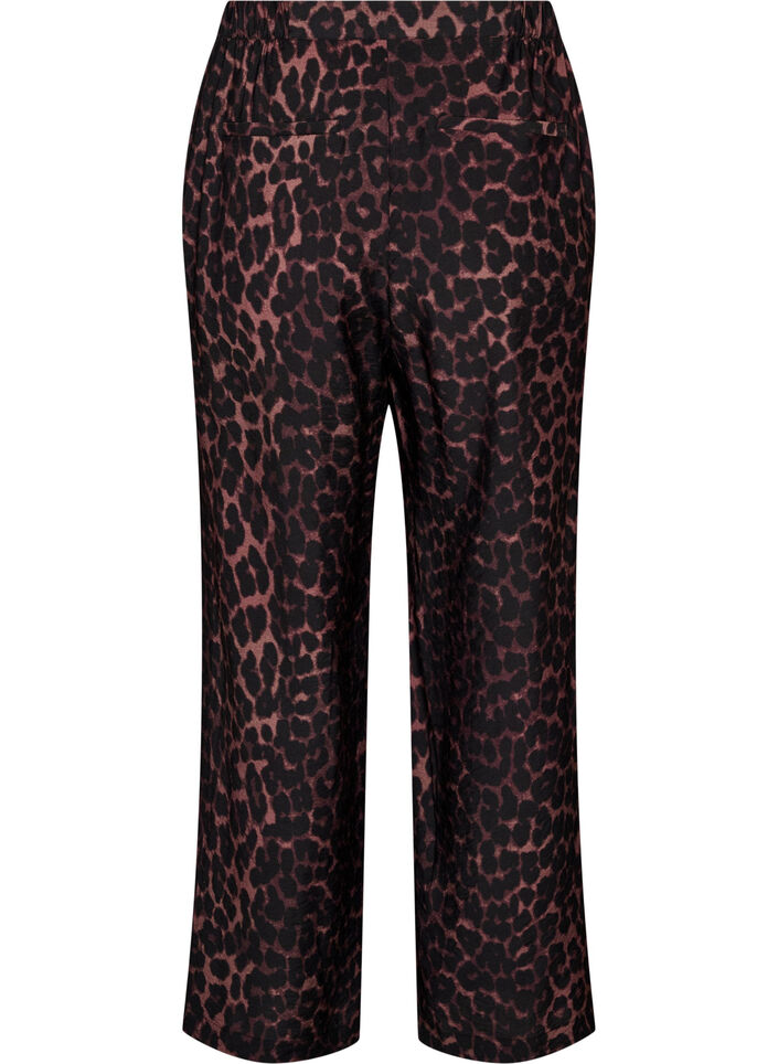 Viscose broek met elastische taille en rechte pijpen, Bruin, Packshot image number 1