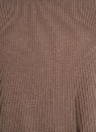 ZizziGeribde jersey blouse met korte mouwen, Bruin, Packshot image number 2