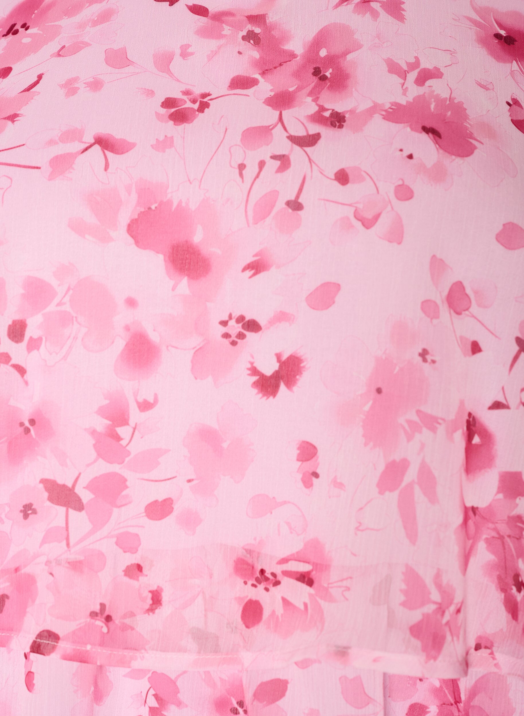 ZizziKorte jurk met chiffonlook, bloemenprint en volantlagen, Roze, Packshot image number 2
