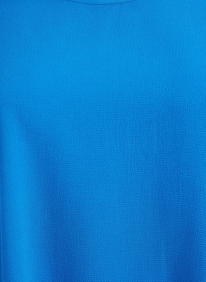 Blouse met korte mouwen en een ronde halslijn, Blauw, Packshot image number 2