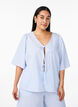FLASH - Gestreepte blouse met strikken, Blauw, Model image number 0