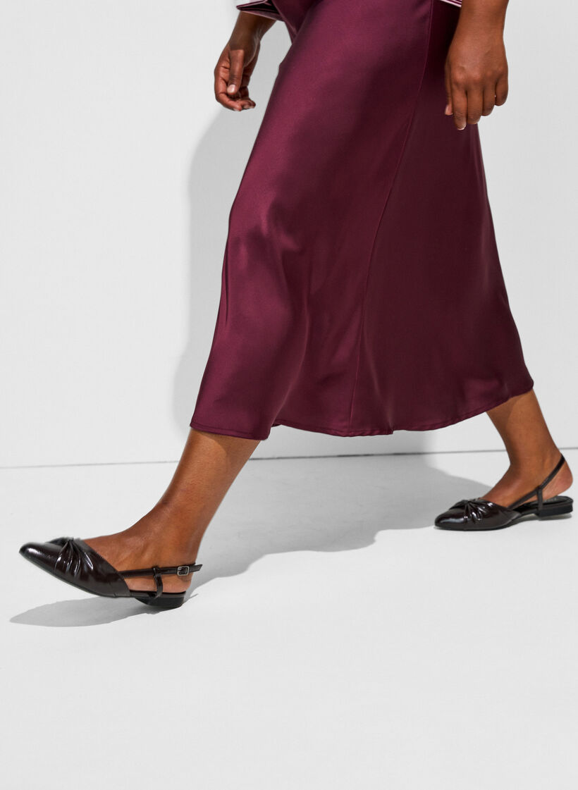 Satijnen midi rok, Rood, Model image number 3