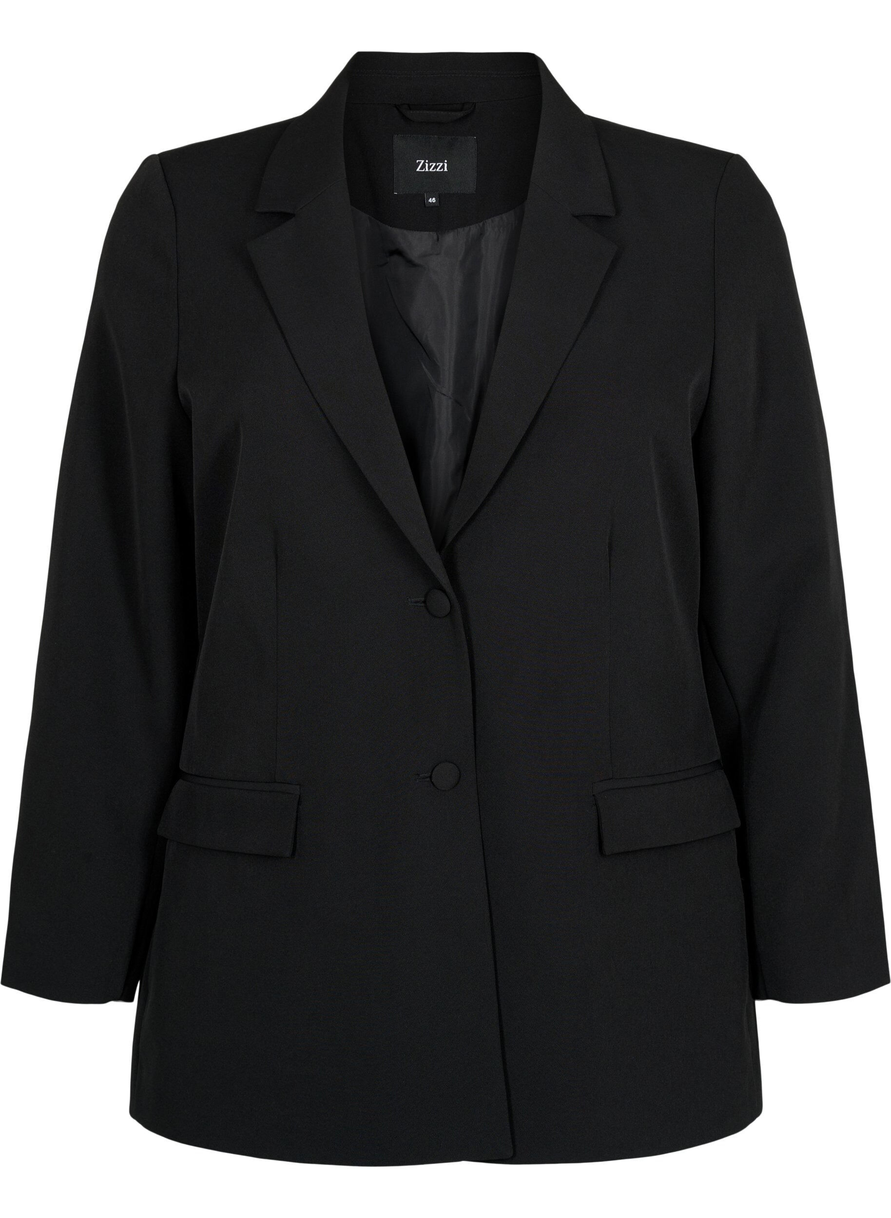 ZizziKlassieke blazer met knoopsluiting, Zwart, Packshot image number 0