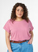 T-shirt met korte mouwen van katoenmix, Roze, Model image number 0