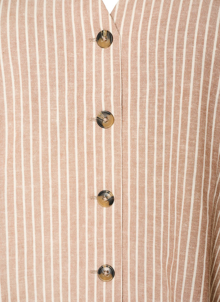 Gestreepte vest in linnen en viscose, Beige, Packshot image number 2