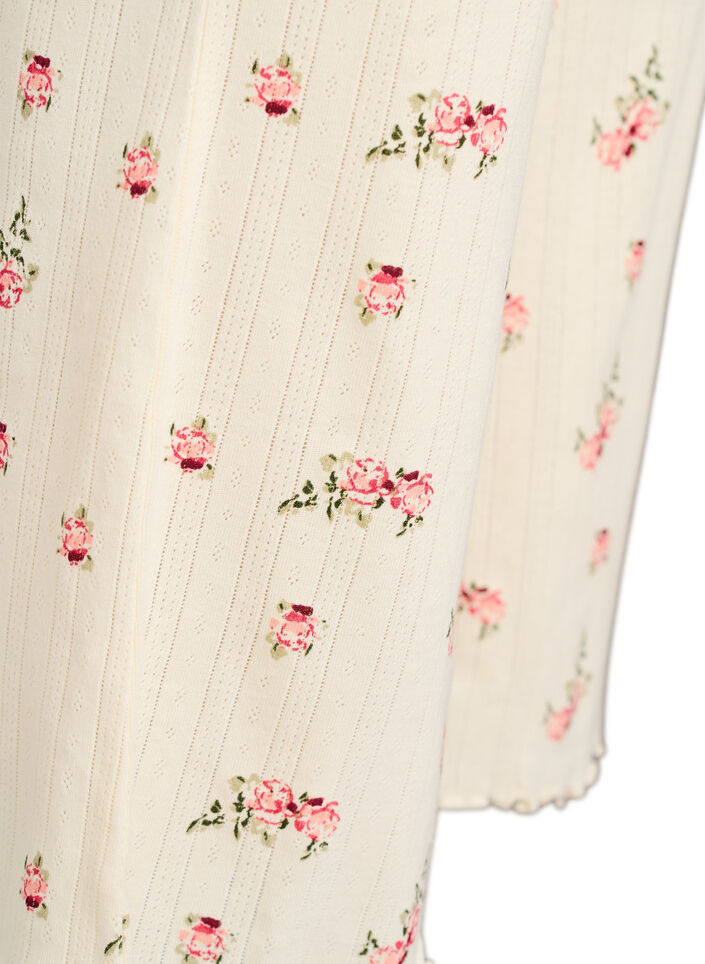 Organische katoenen pyjamabroek met een structuurpatroon, Vanille, Packshot