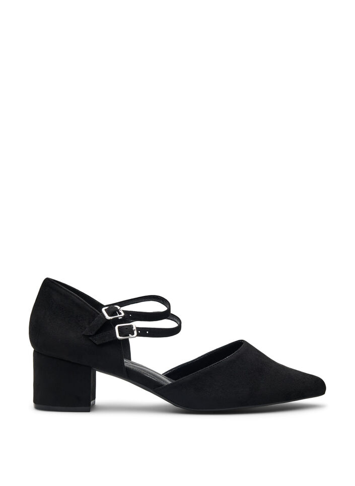Wide fit - Pumps met dubbele banden, Black, Packshot