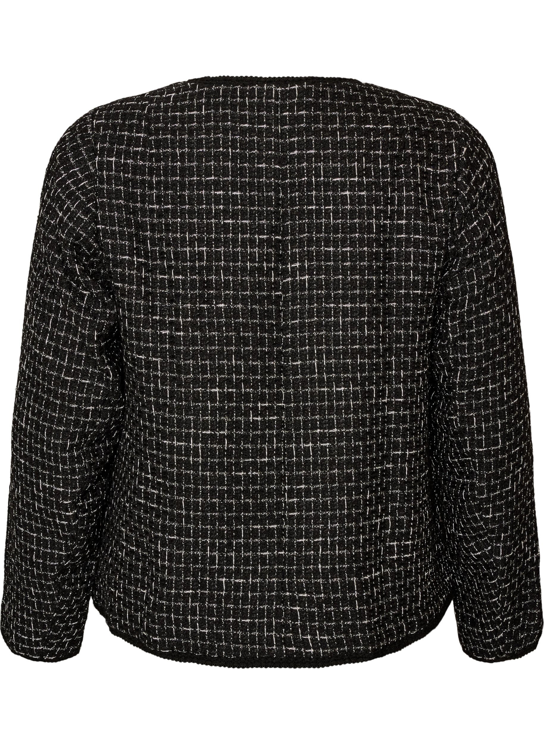 ZizziJasje in boucl&eacute; met goudkleurige knopen, Zwart, Packshot image number 1