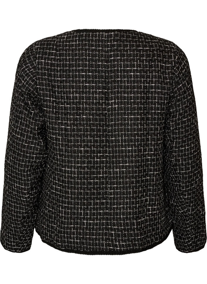 Jasje in boucl&eacute; met goudkleurige knopen, Zwart, Packshot image number 1