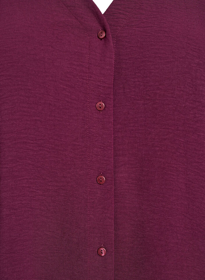 Shirtblouse met V-hals en 3/4 mouwen, Donker Bordeaux, Packshot image number 2